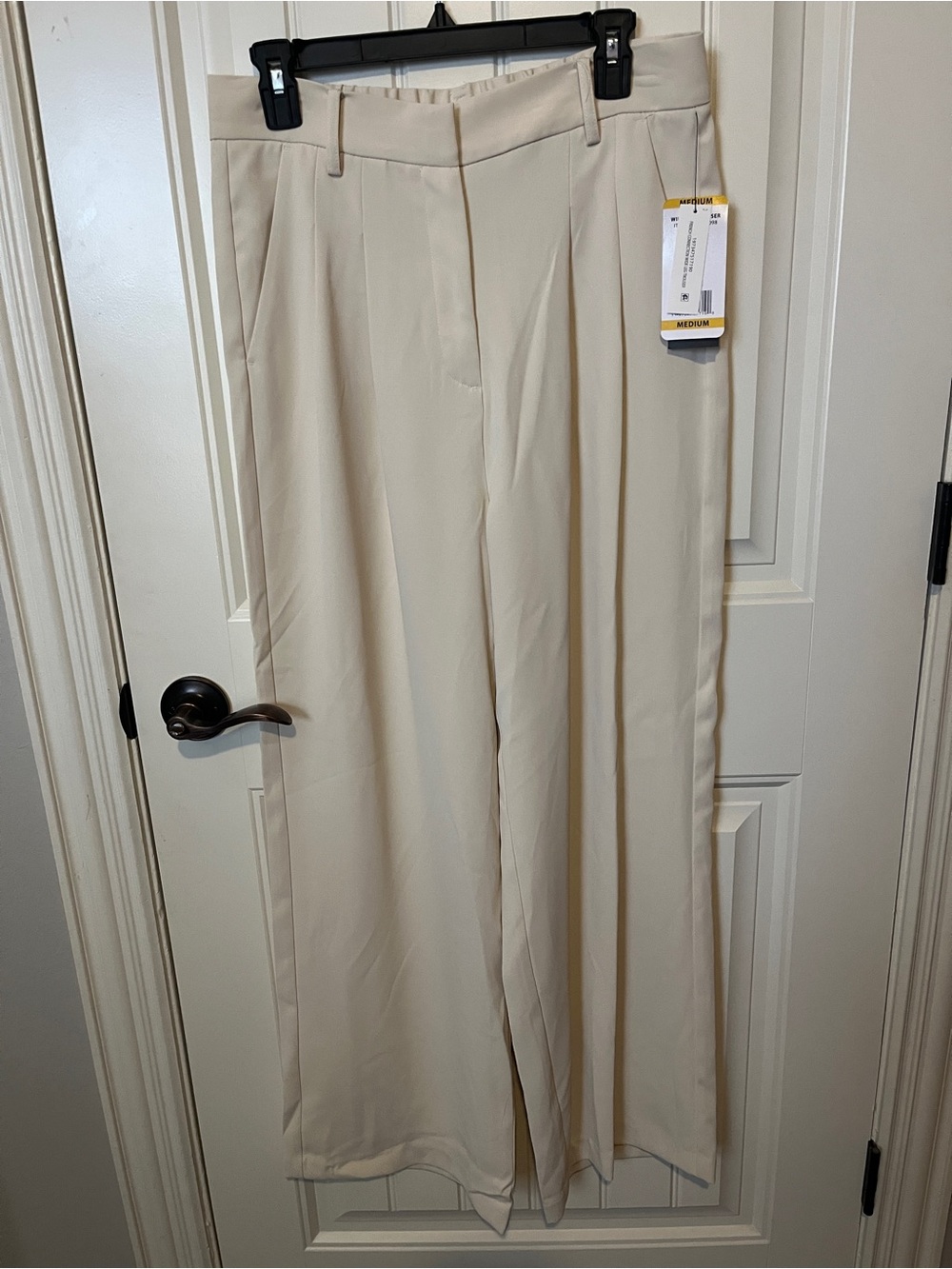 French Connection Cream Wide-Leg Dress Pants